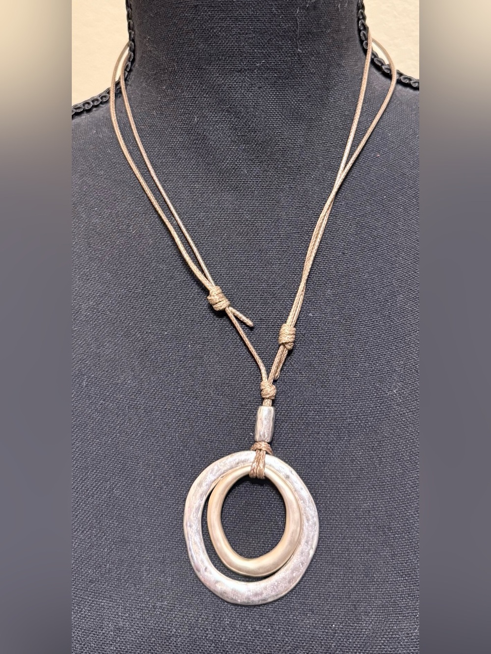 J Jill Mixed Metal Ring Pendant on Adjustable Cord
